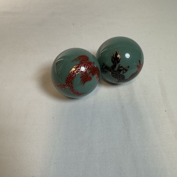 Vntg Chinese Baoding balls dragon & phoenix health stress dexterity chimes - Picture 2 of 4